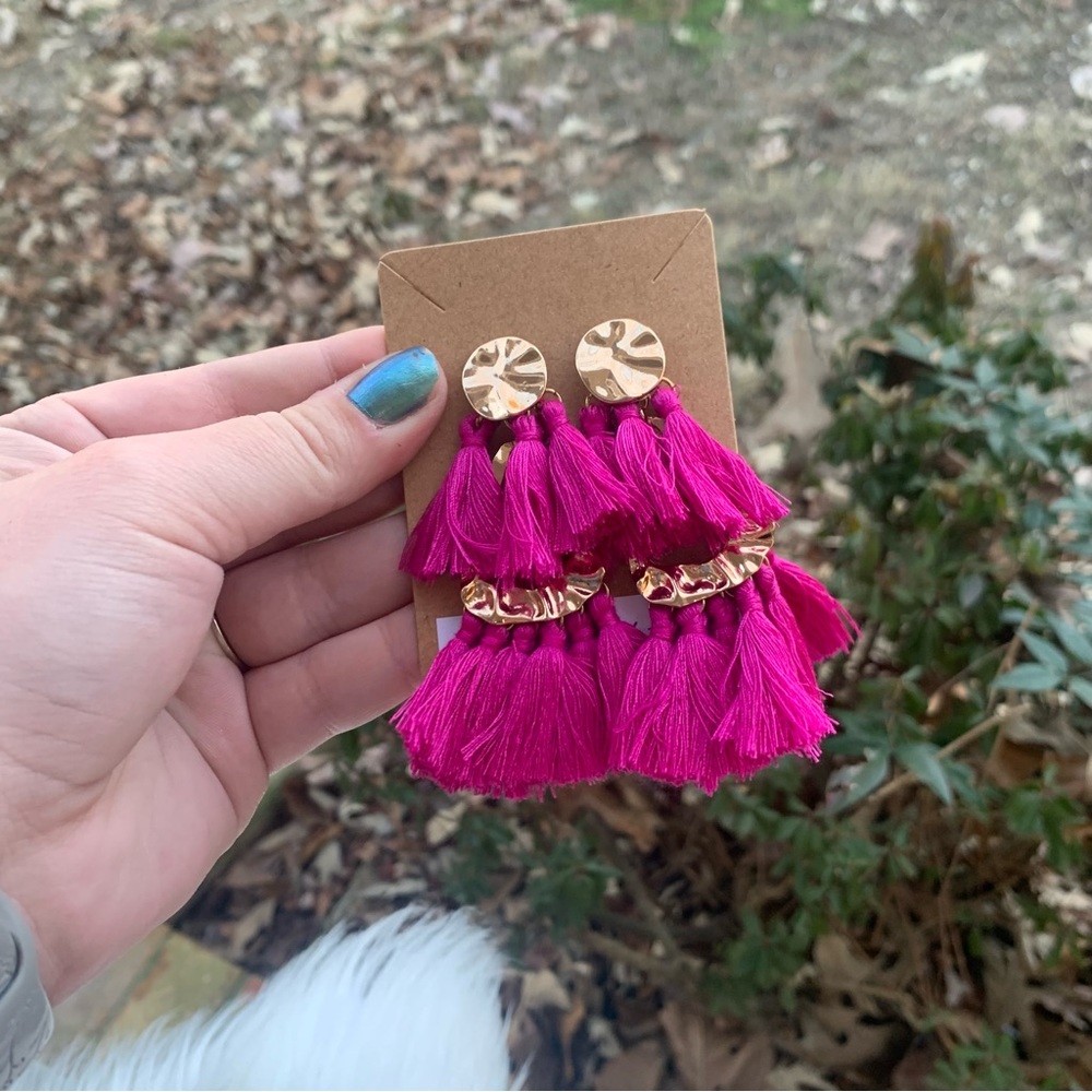 Fuchsia Tassel Earrings